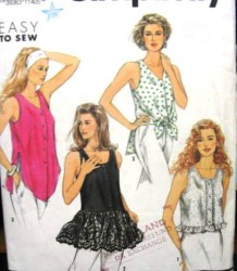 7331 EZ TIED BUTTON RUFFLE SLEEVELESS TOPS PATTERN 4-10